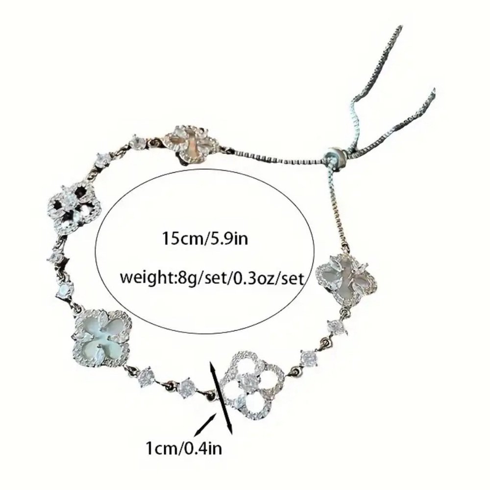 Stunning Clover Leaf Adjustable Silver Plated & C… - image 2